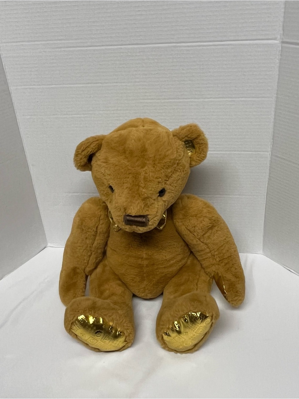 Gold-Paw Brown Plush Teddy Bear - Luxurious Kids Stuffed Animal